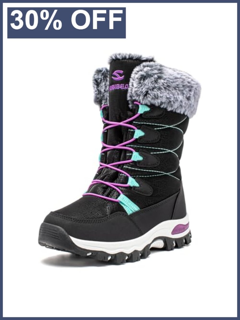 Kids Waterproof Snow Boots Faux Fur Lined Winter Pull-On
